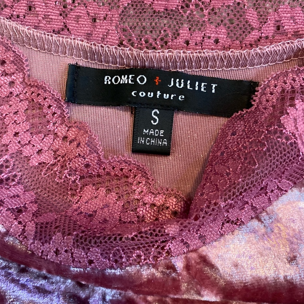 Romeo & Juliet Couture Pink Velvet Lace Trim Cami - Picture 6 of 6